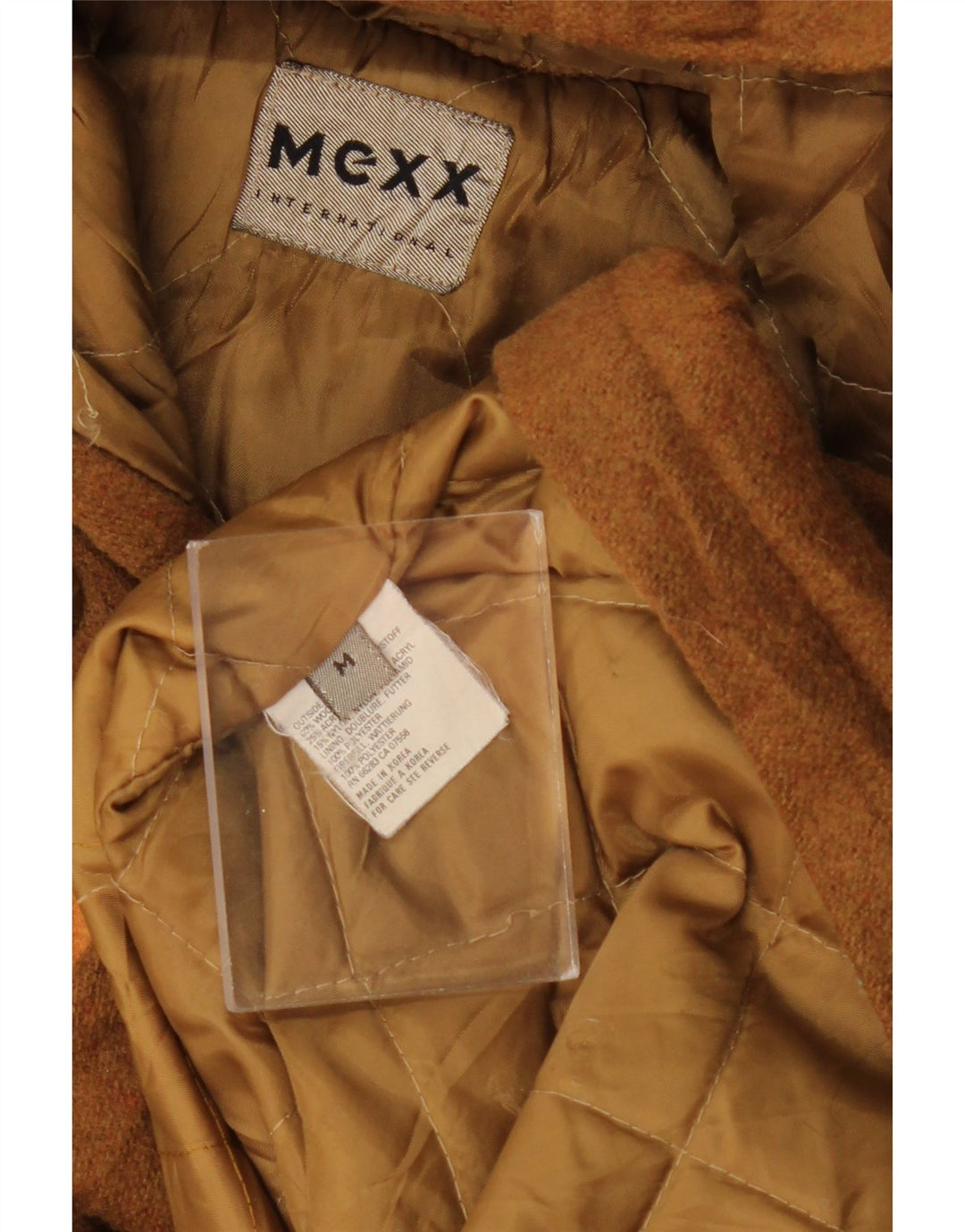 MEXX Mens Loose Fit Hooded Duffle Coat UK 36 Medium Brown Wool