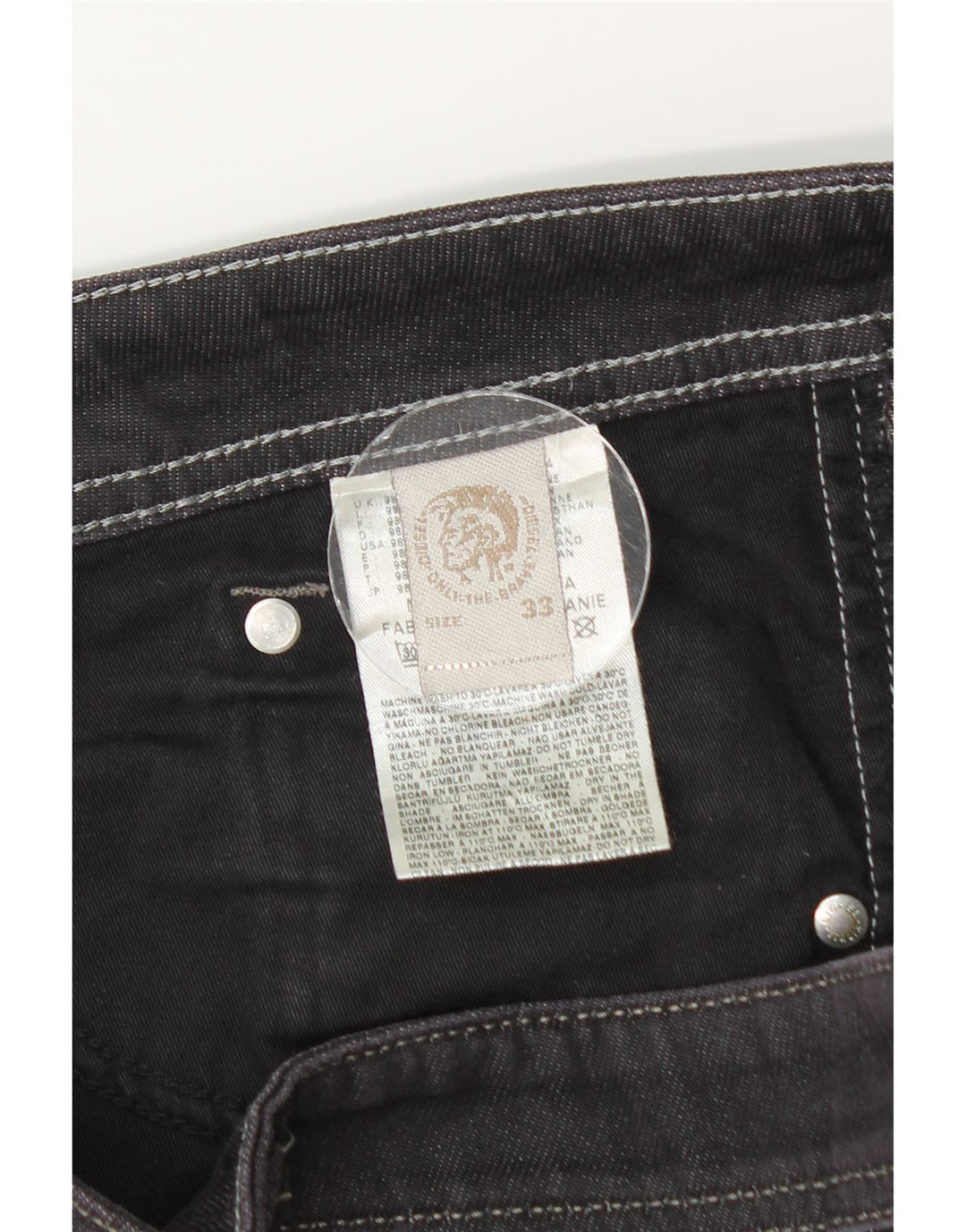 DIESEL Mens Straight Jeans W33 L30 Grey Cotton