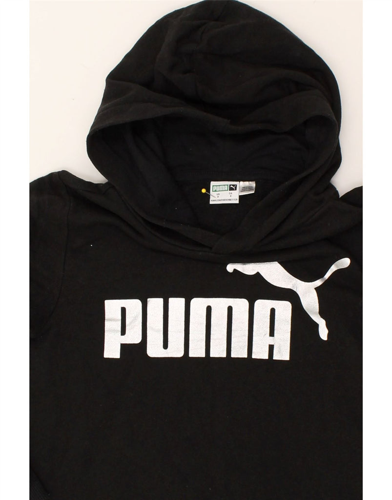 PUMA Boys Graphic Hoodie Jumper 7-8 Years Black | Vintage Puma | Thrift | Second-Hand Puma | Used Clothing | Messina Hembry 