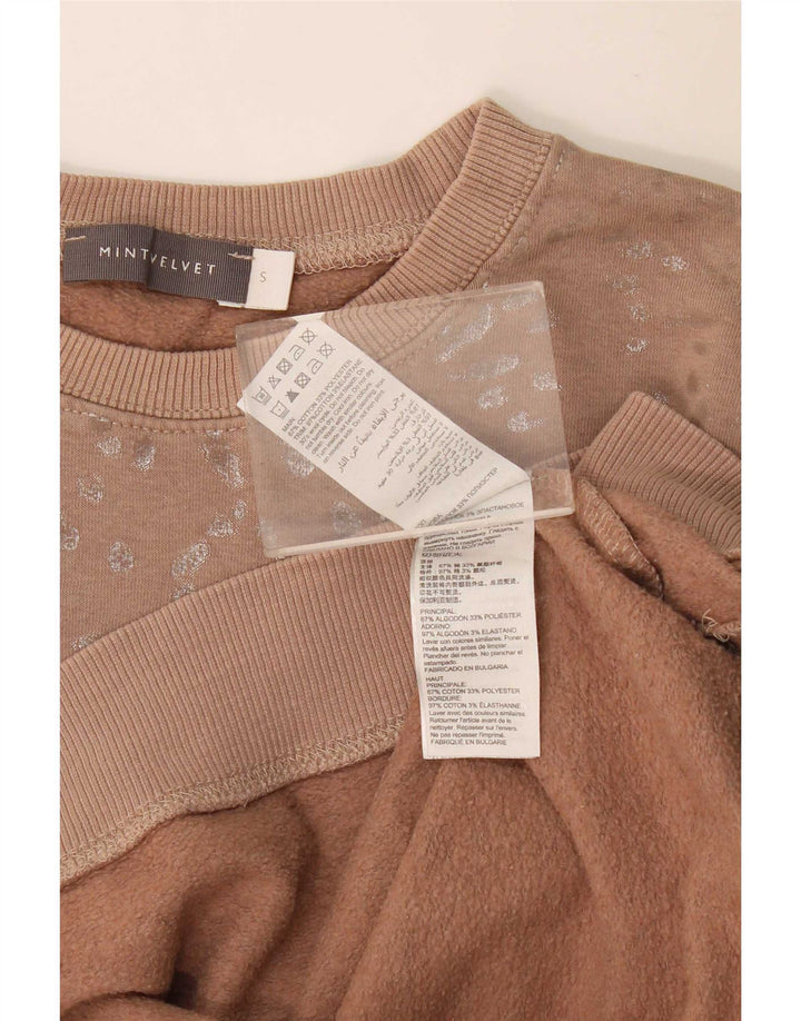 MINT VELVET Womens Abstract Pattern Sweatshirt Jumper UK 10 Small Beige