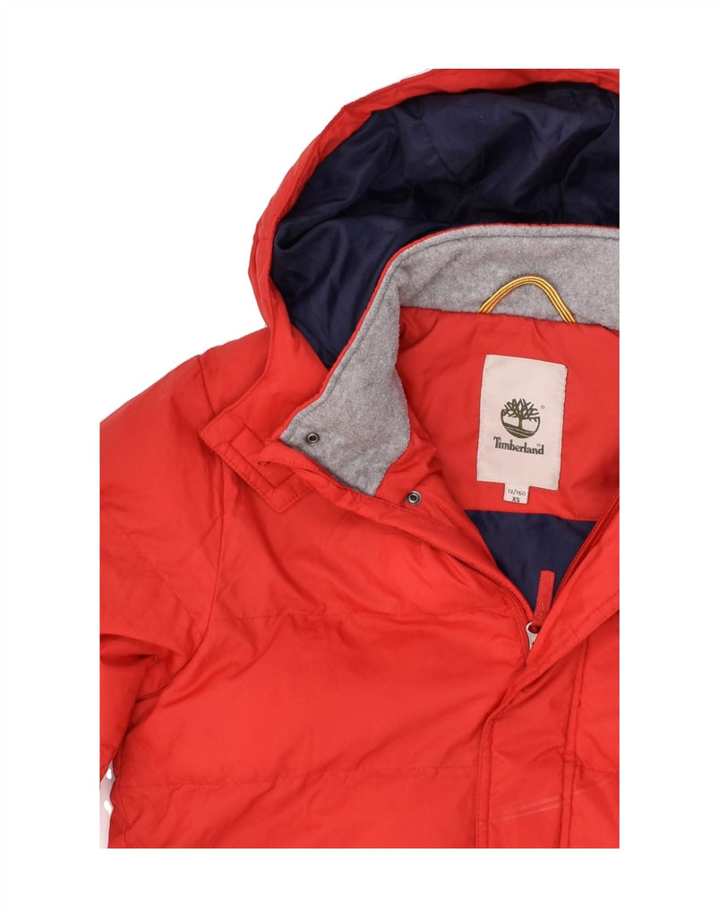 TIMBERLAND Boys Hooded Padded Jacket 11-12 Years XS Red Polyester | Vintage Timberland | Thrift | Second-Hand Timberland | Used Clothing | Messina Hembry 
