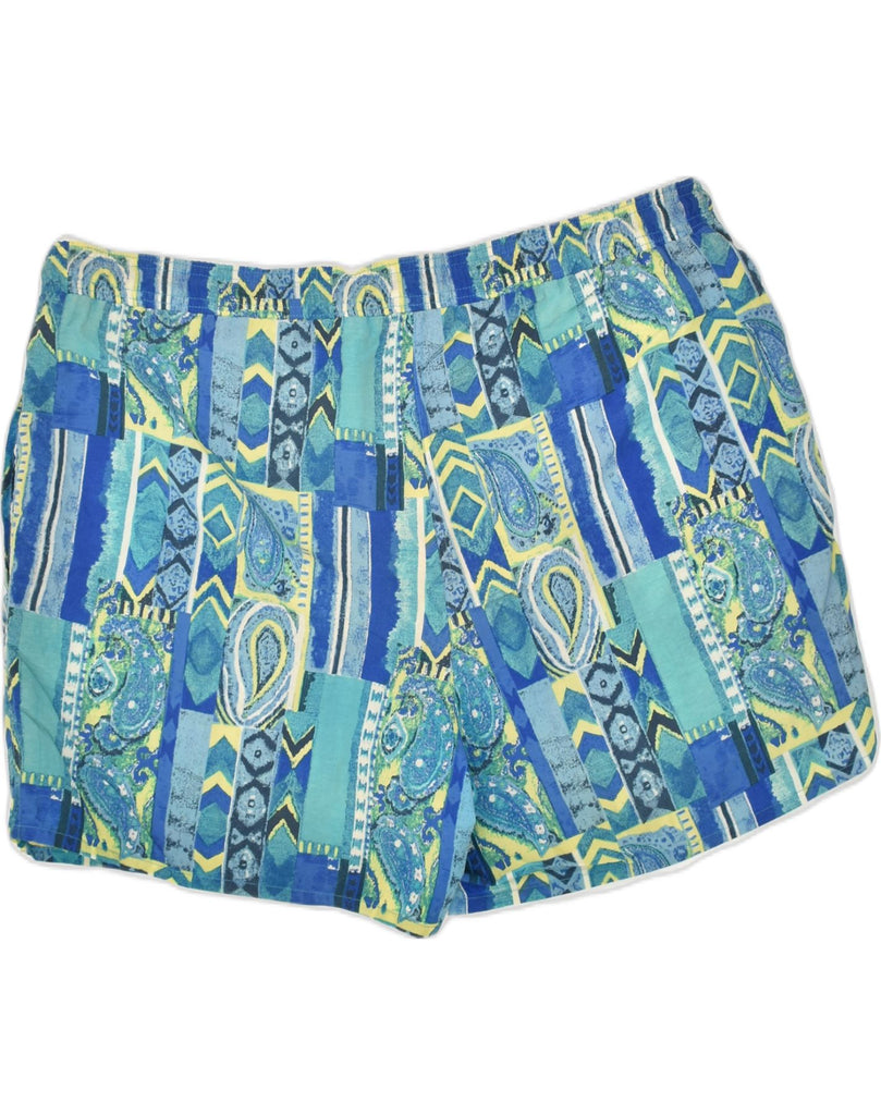 SANTOS TEFANO Mens Crazy Pattern Sport Shorts XL Blue Polyester | Vintage Santos Tefano | Thrift | Second-Hand Santos Tefano | Used Clothing | Messina Hembry 