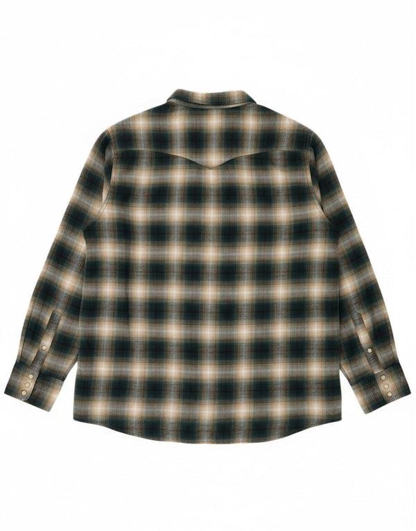 Wrangler Mens Regular Fit Flannel Shirt 3XL Green Check Cotton