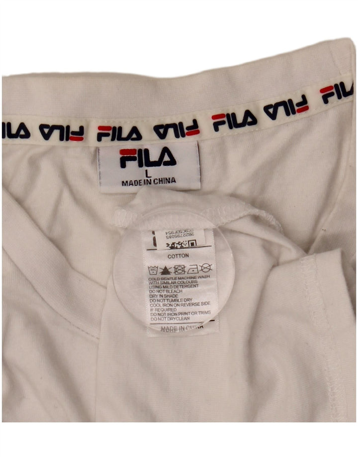 Fila Mens Graphic T-Shirt Top Large White Cotton