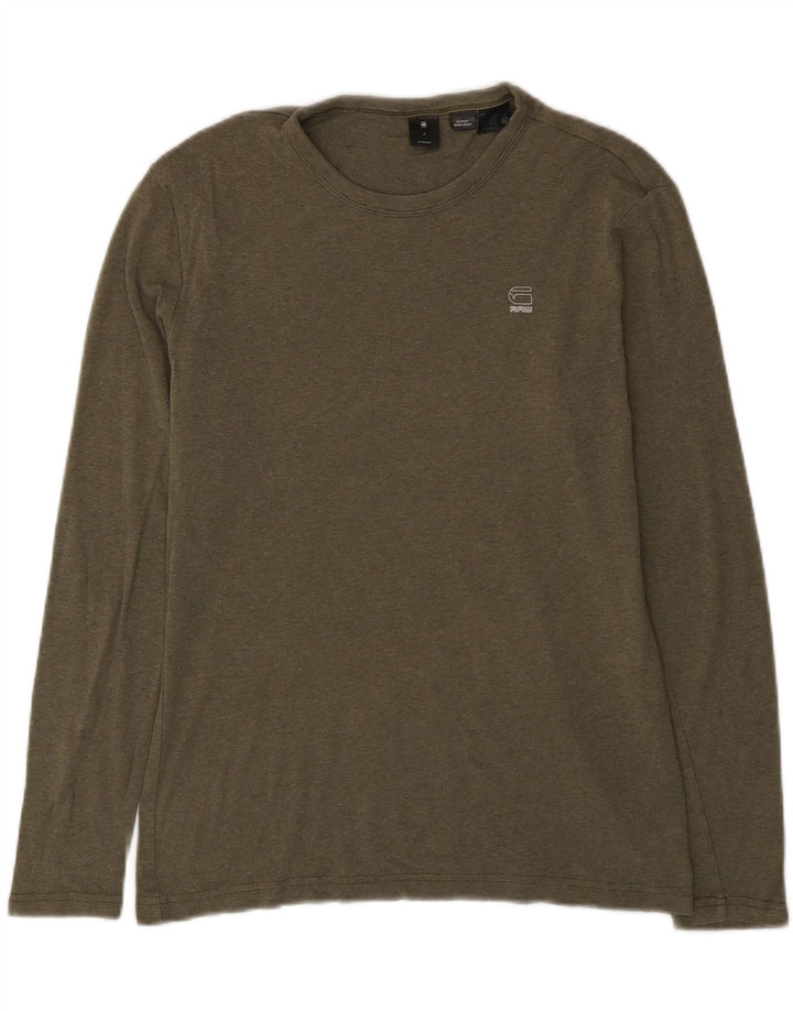 G-Star Mens Top Long Sleeve Medium Khaki Cotton