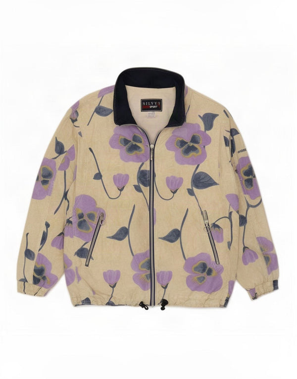 Silvy Womens Oversized Tracksuit Top Jacket IT 42 Medium Beige Floral