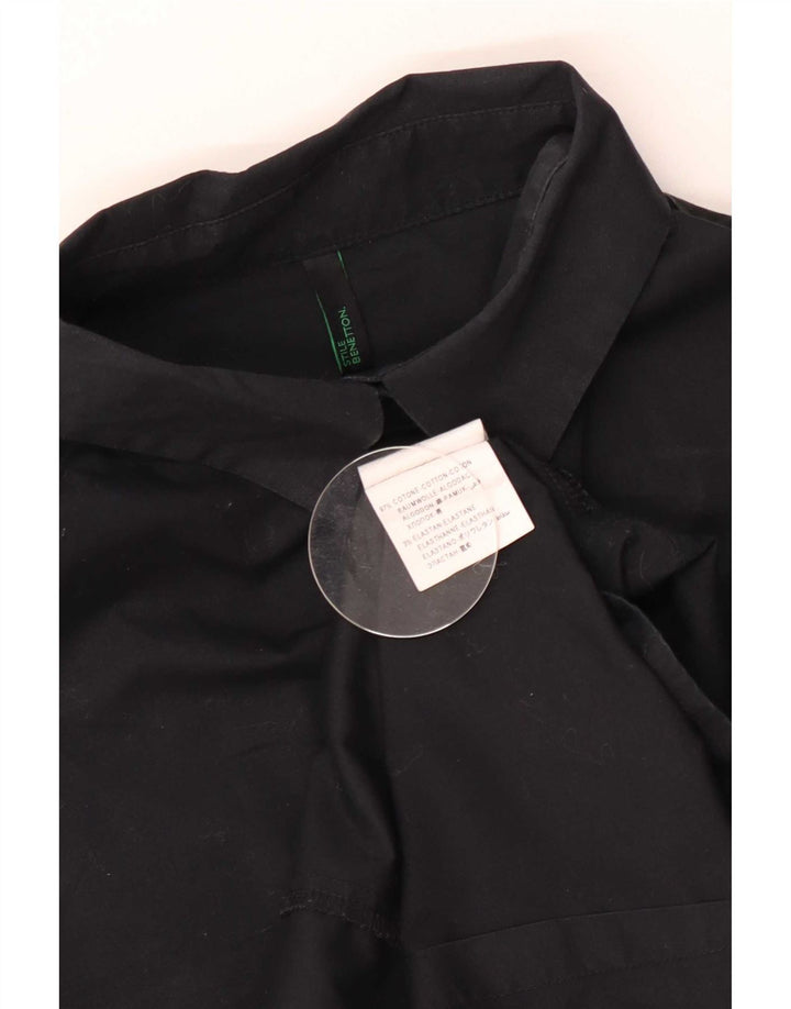 Benetton Womens Shirt UK 12 Medium Black Cotton