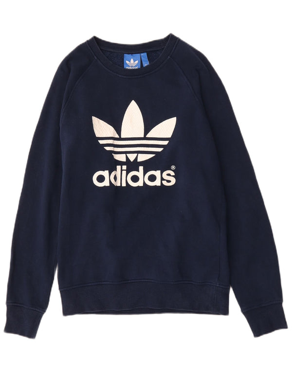 Adidas Mens Graphic Sweatshirt Jumper XS Navy Blue Cotton