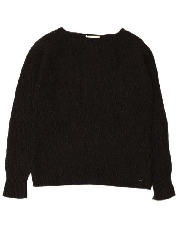 Gas Womens Boat Neck Jumper Sweater UK 8 Small Black