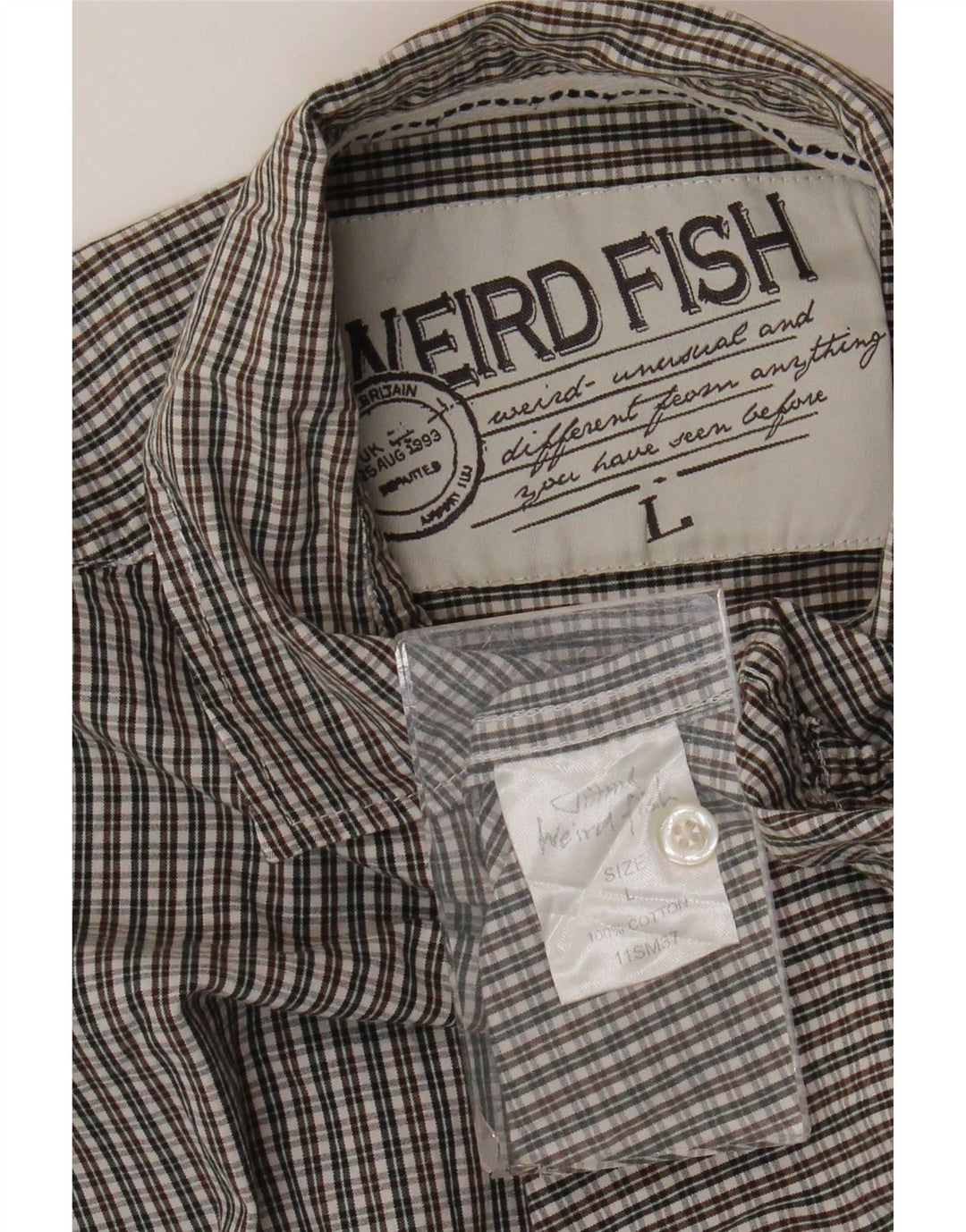 Weird Fish Mens Shirt Large Multicoloured Gingham Cotton