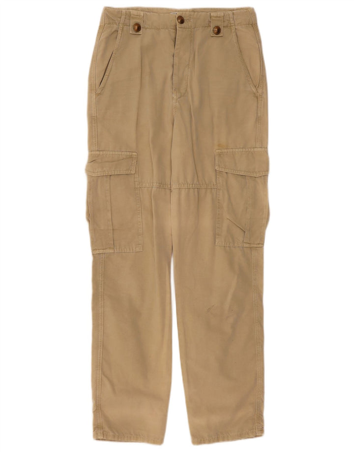 Zara Womens Straight Cargo Trousers Small W27 L30 Beige