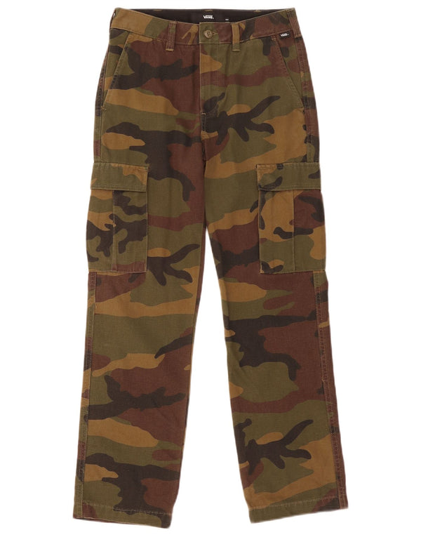 Vans Boys Straight Cargo Trousers 11-12 Years W26 L27 Khaki Camouflage
