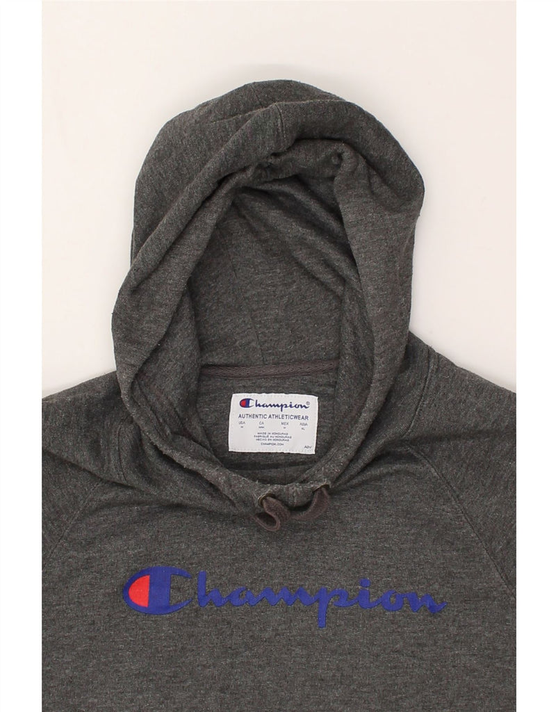 CHAMPION Mens Graphic Hoodie Jumper Medium Grey | Vintage Champion | Thrift | Second-Hand Champion | Used Clothing | Messina Hembry 