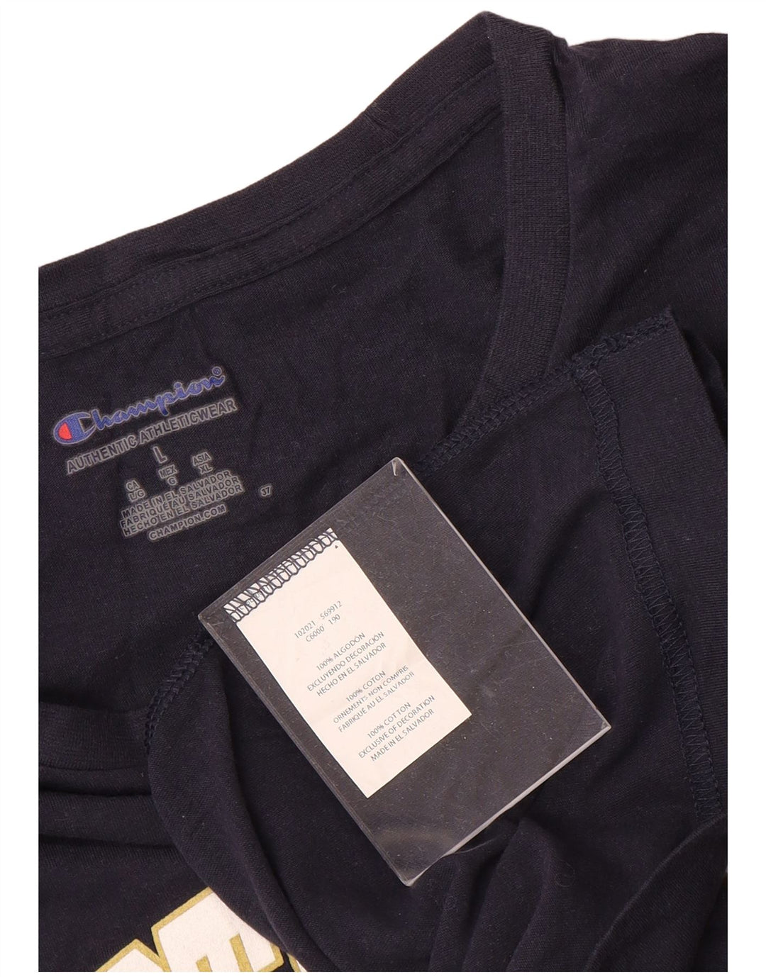 Champion Womens Notre Dame Graphic T-Shirt Top UK 16 Large Navy Blue Cotton