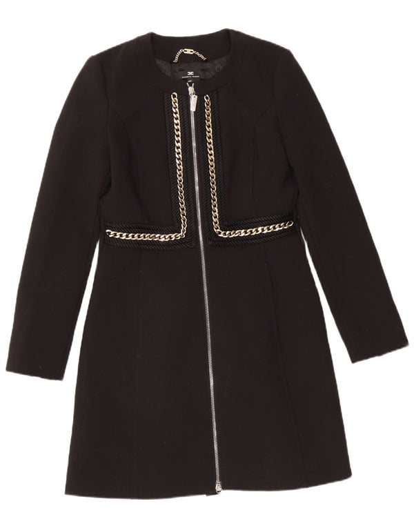Elisabetta Franchi Womens Overcoat IT 40 Small Black Polyester