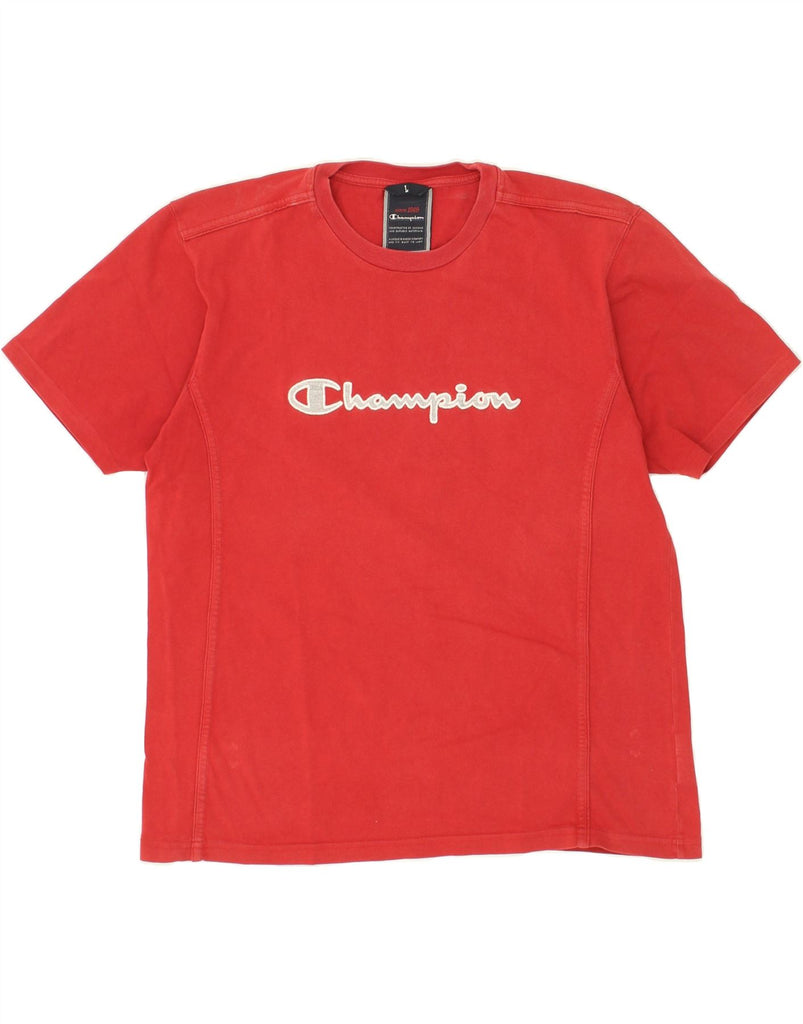 CHAMPION Womens Graphic T-Shirt Top UK 16 Large Red Cotton Vintage Champion and Second-Hand Champion from Messina Hembry 