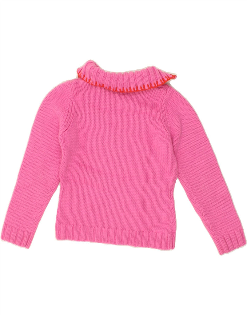 BENETTON Girls Graphic Polo Neck Jumper Sweater 7-8 Years Medium  Pink | Vintage Benetton | Thrift | Second-Hand Benetton | Used Clothing | Messina Hembry 
