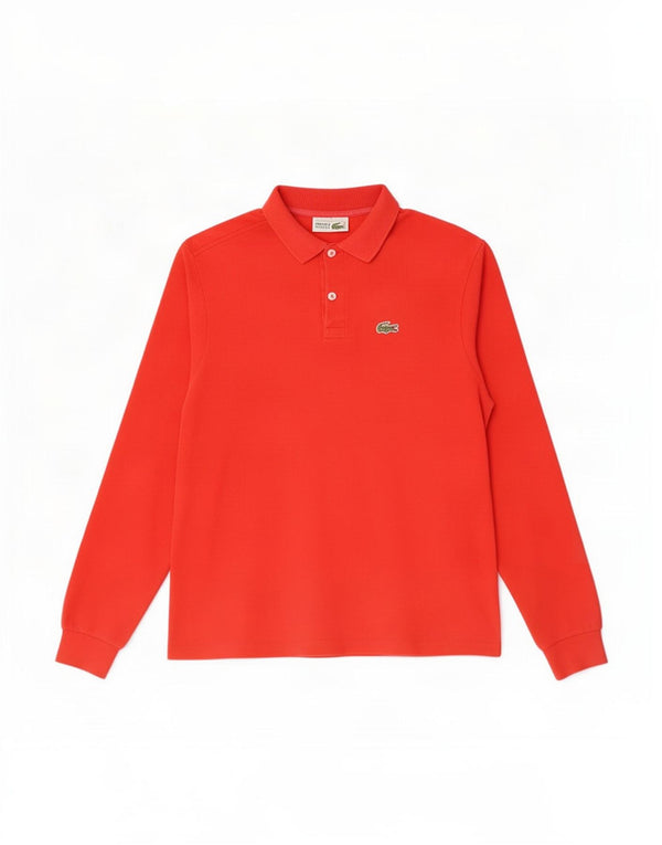 Lacoste Boys Long Sleeve Polo Shirt 15-16 Years Red Cotton