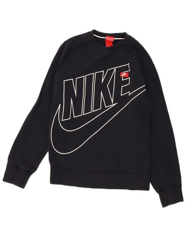 Nike Mens Graphic Sweatshirt Jumper Large Navy Blue Cotton