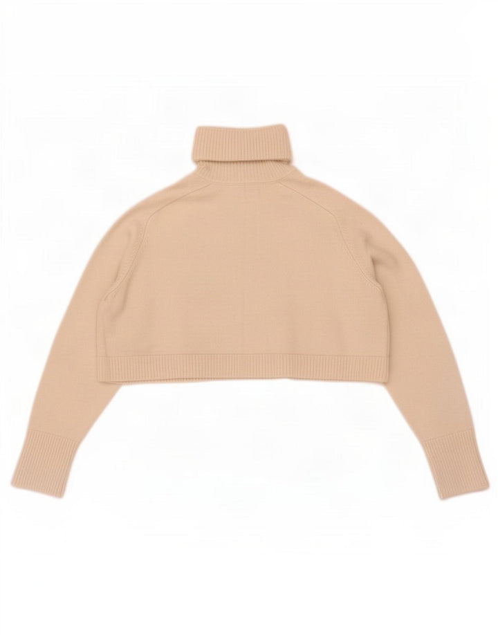 Zara Womens Crop Oversized Roll Neck Jumper Sweater UK 10 Small Off White