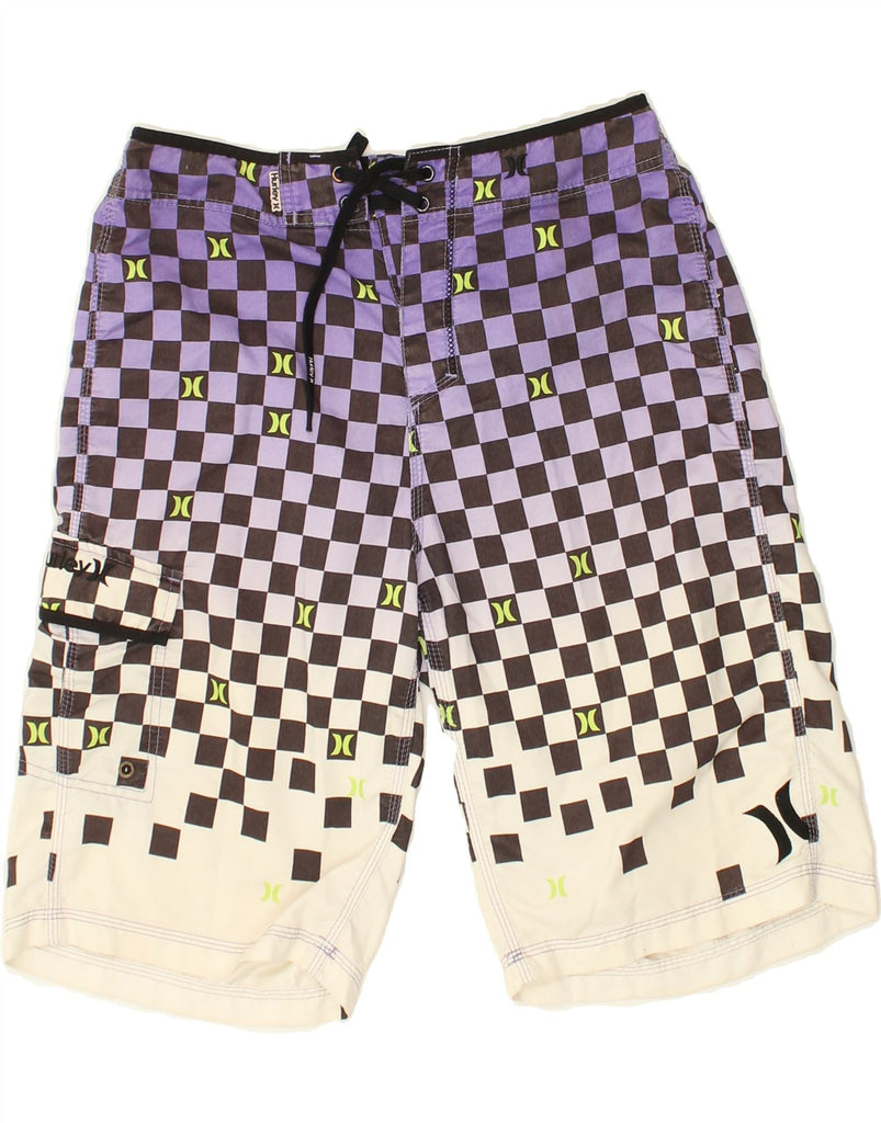 HURLEY Mens Swimming Shorts Medium Purple Check Polyester | Vintage Hurley | Thrift | Second-Hand Hurley | Used Clothing | Messina Hembry 