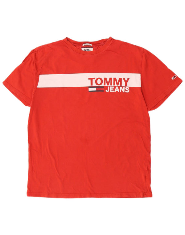 Tommy Hilfiger Mens Regular Fit Graphic T-Shirt Top Large Red Colourblock