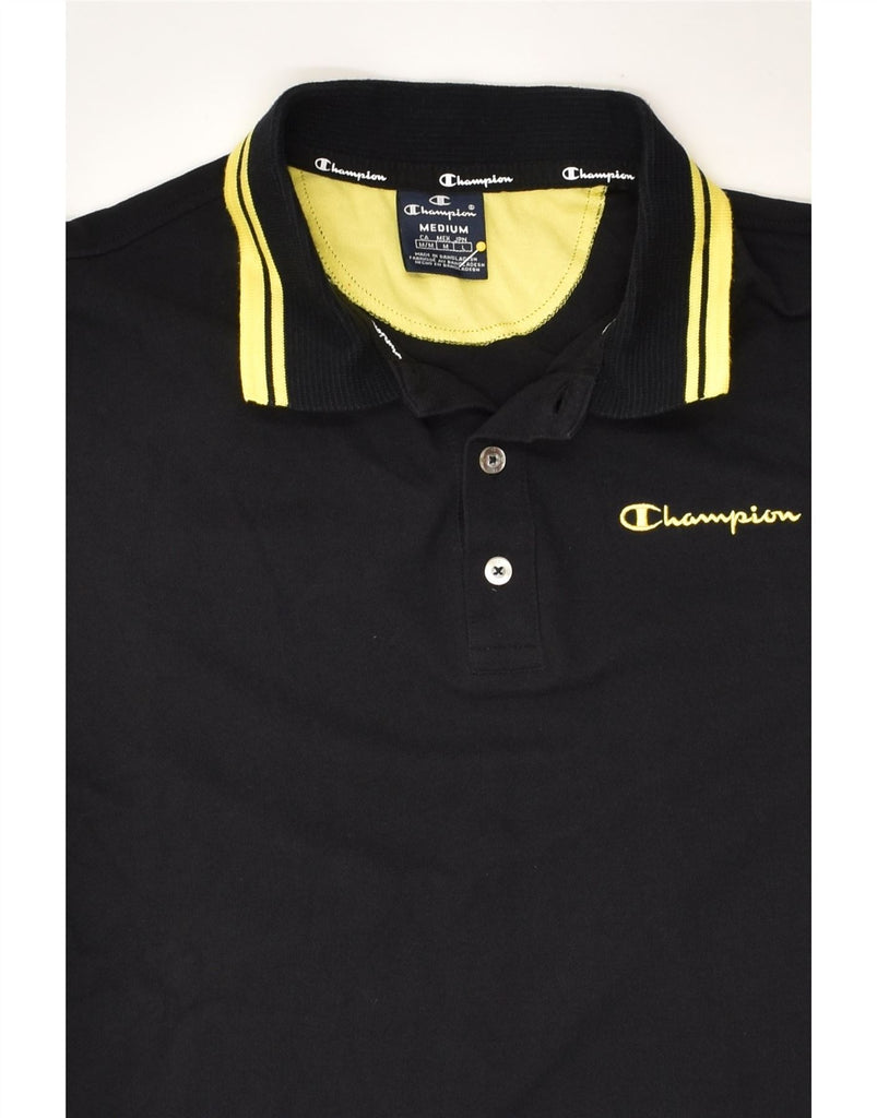 CHAMPION Mens Polo Shirt Medium Black | Vintage Champion | Thrift | Second-Hand Champion | Used Clothing | Messina Hembry 