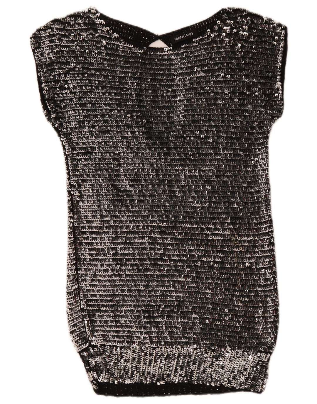 Mangano Womens Sequin Bodycon Dress UK 14 Medium Silver Wool