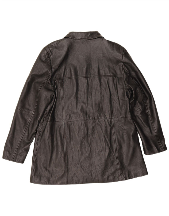 Marks & Spencer Womens Leather Jacket UK 16 Large Black Leather