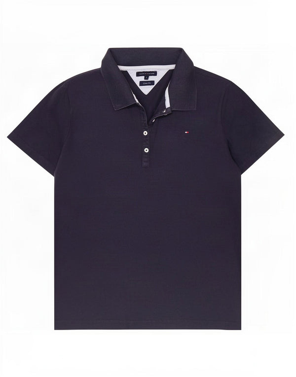 Tommy Hilfiger Womens Classic Fit Polo Shirt UK 16 Large Navy Blue Cotton