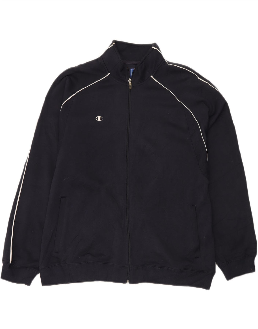 Champion Mens Tracksuit Top Jacket Large Navy Blue Polyester