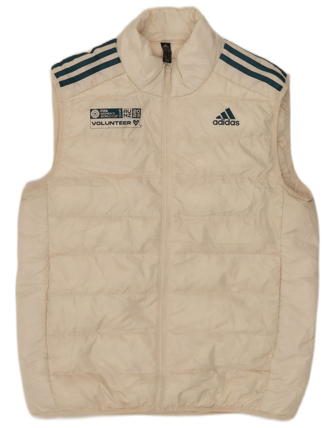 ADIDAS Mens Primegreen Padded Gilet UK 38 Medium Off White Polyester