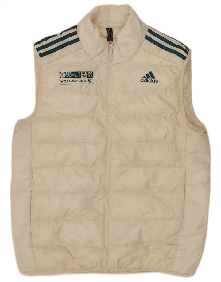 ADIDAS Mens Primegreen Padded Gilet UK 38 Medium Off White Polyester