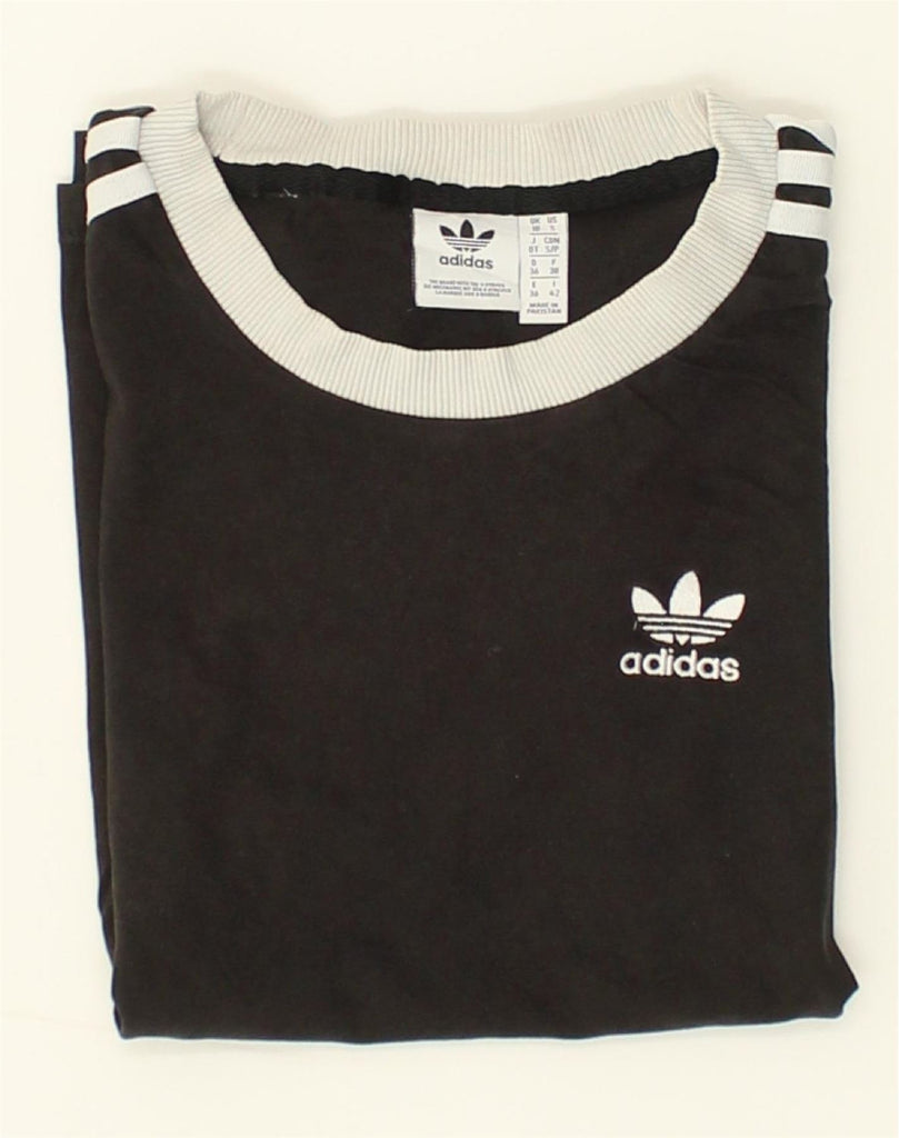 ADIDAS Womens T-Shirt Top UK 10 Small Black Cotton | Vintage Adidas | Thrift | Second-Hand Adidas | Used Clothing | Messina Hembry 