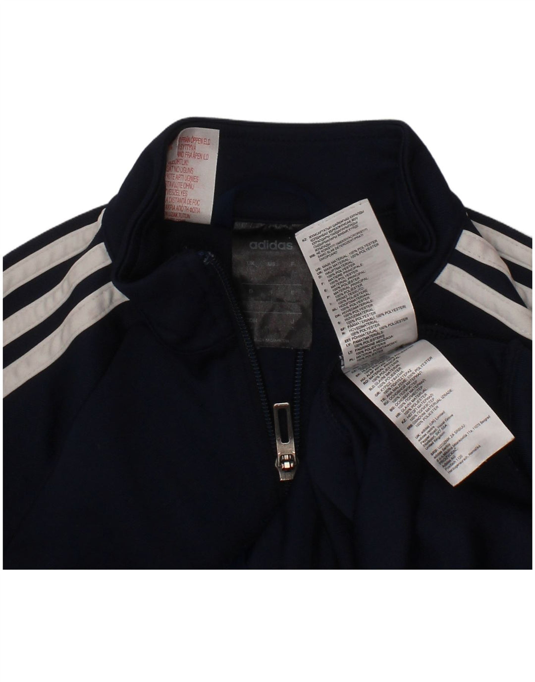ADIDAS Boys Climalite Tracksuit Top Jacket 7-8 Years Navy Blue Polyester
