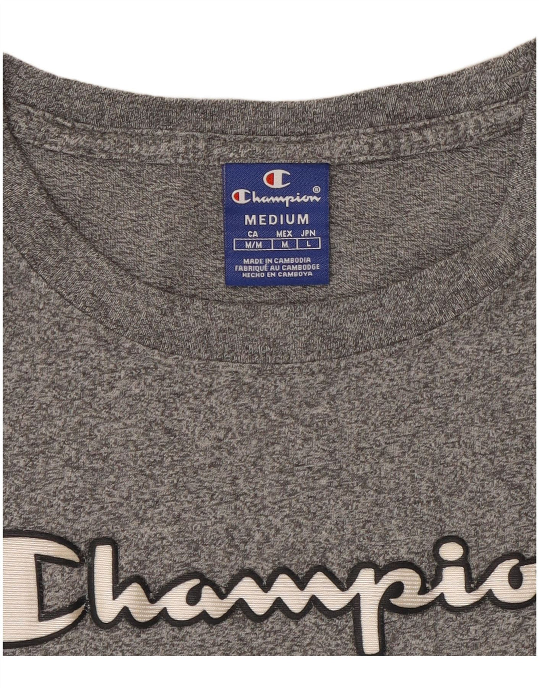Champion Womens Graphic T-Shirt Top UK 12 Medium Grey