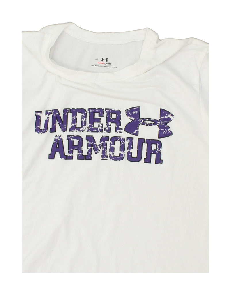 UNDER ARMOUR Womens Graphic T-Shirt Top UK 14 Medium White | Vintage Under Armour | Thrift | Second-Hand Under Armour | Used Clothing | Messina Hembry 