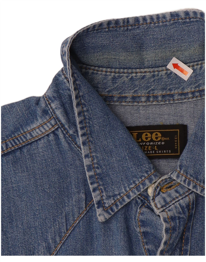Lee Mens Denim Shirt Large Blue Cotton
