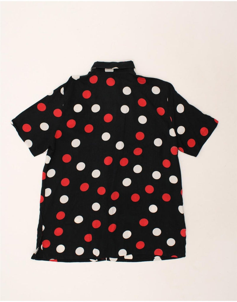 CREATION Womens Longline Short Sleeve Shirt UK 14 Large Black Spotted | Vintage Creation | Thrift | Second-Hand Creation | Used Clothing | Messina Hembry 