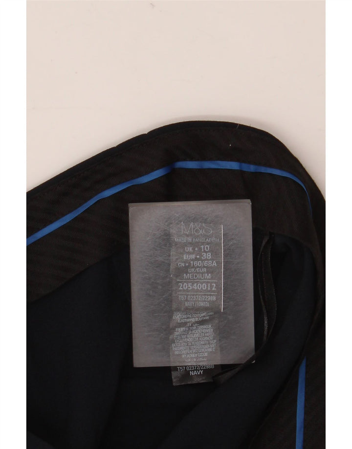 MARKS & SPENCER Womens Casual Trousers UK 10 Small W30 L30 Navy Blue