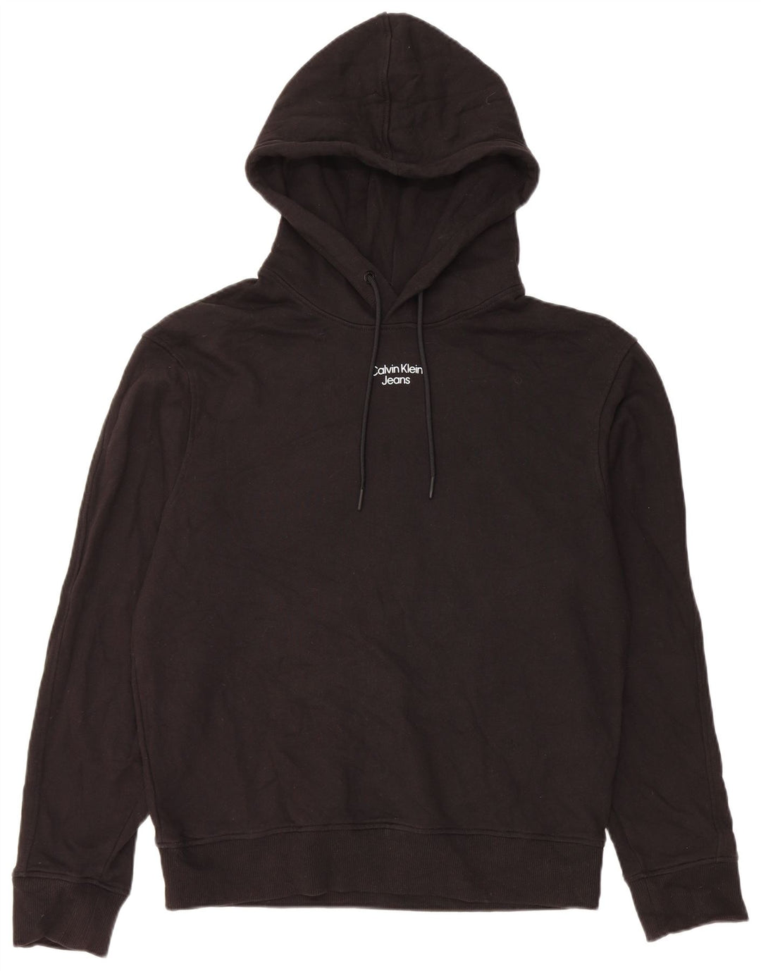 Calvin Klein Jeans Mens Hoodie Jumper Medium Black Cotton