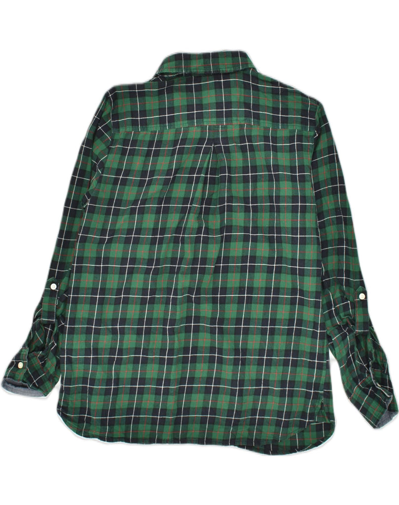 TOMMY HILFIGER Womens Pullover Shirt UK 14 Medium Green Check Cotton | Vintage Tommy Hilfiger | Thrift | Second-Hand Tommy Hilfiger | Used Clothing | Messina Hembry 