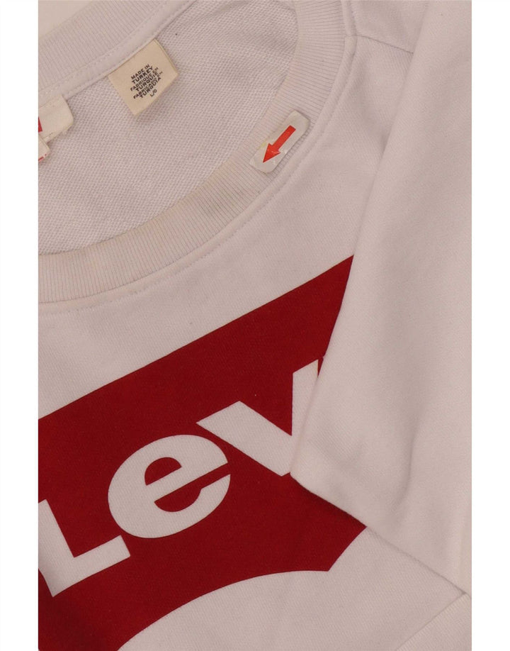 Levi's Womens Graphic Oversized Sweatshirt Jumper UK 16 Large White Cotton