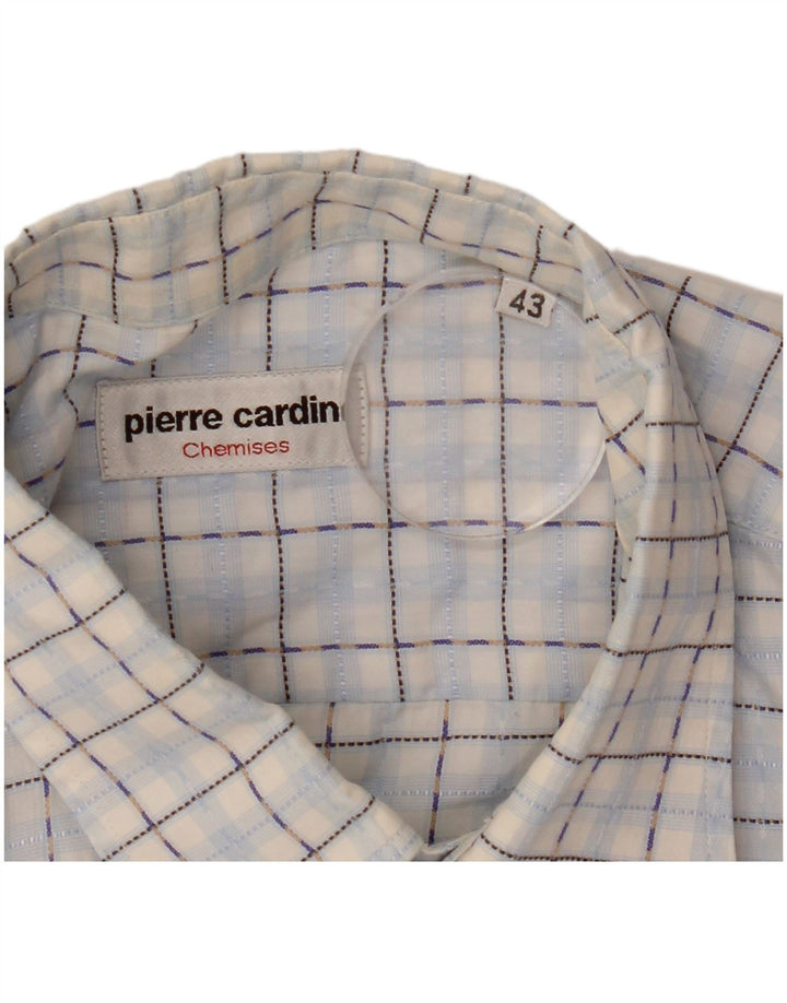 Pierre Cardin Mens Short Sleeve Shirt Size 43 Large Blue Check