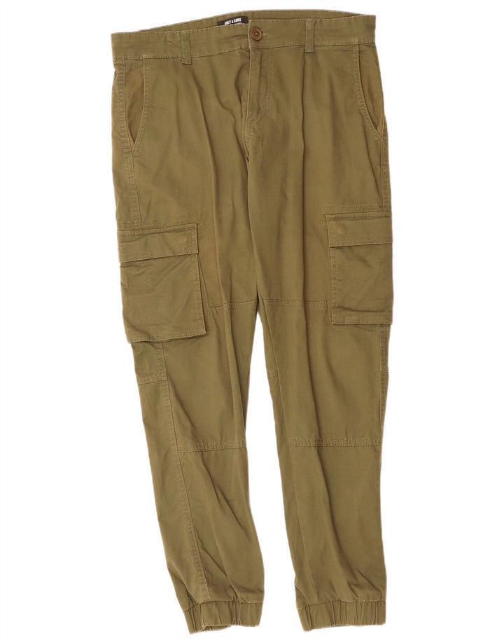ONLY & SONS Mens Joggers Cargo Trousers W32 L29 Khaki Cotton