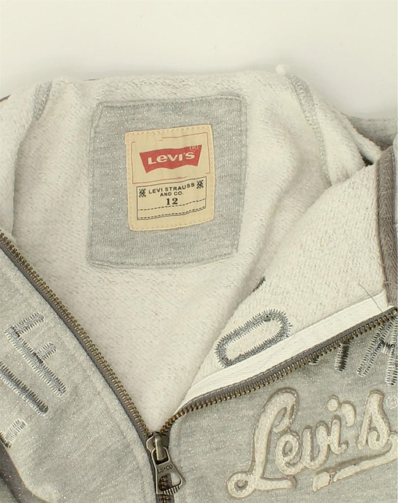 LEVI'S Girls Graphic Zip Hoodie Sweater 11-12 Years Grey Cotton | Vintage Levi's | Thrift | Second-Hand Levi's | Used Clothing | Messina Hembry 