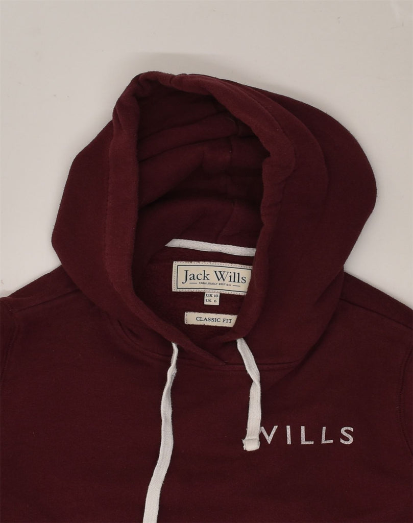 JACK WILLS Womens Graphic Classic Fit Hoodie Jumper UK 10 Small  Maroon | Vintage Jack Wills | Thrift | Second-Hand Jack Wills | Used Clothing | Messina Hembry 