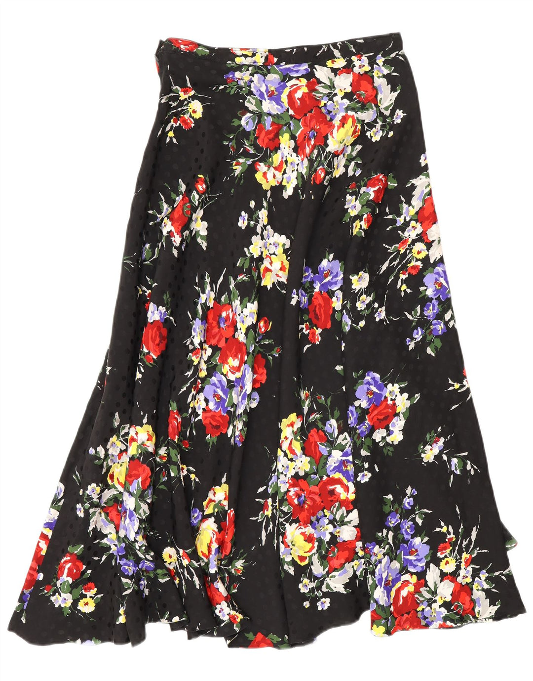 Vintage Womens Flared Skirt W26 Small Black Floral