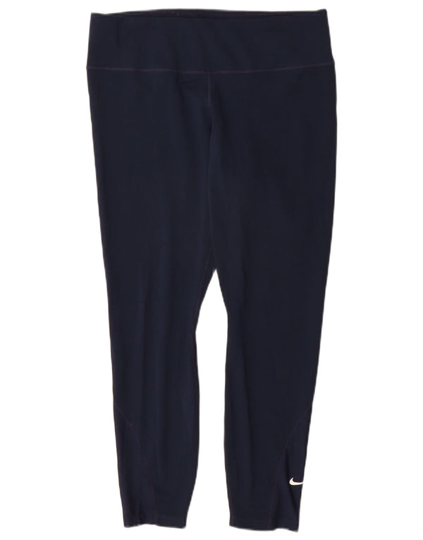 Nike Womens Dri Fit Crop Leggings UK 14 Large  Navy Blue