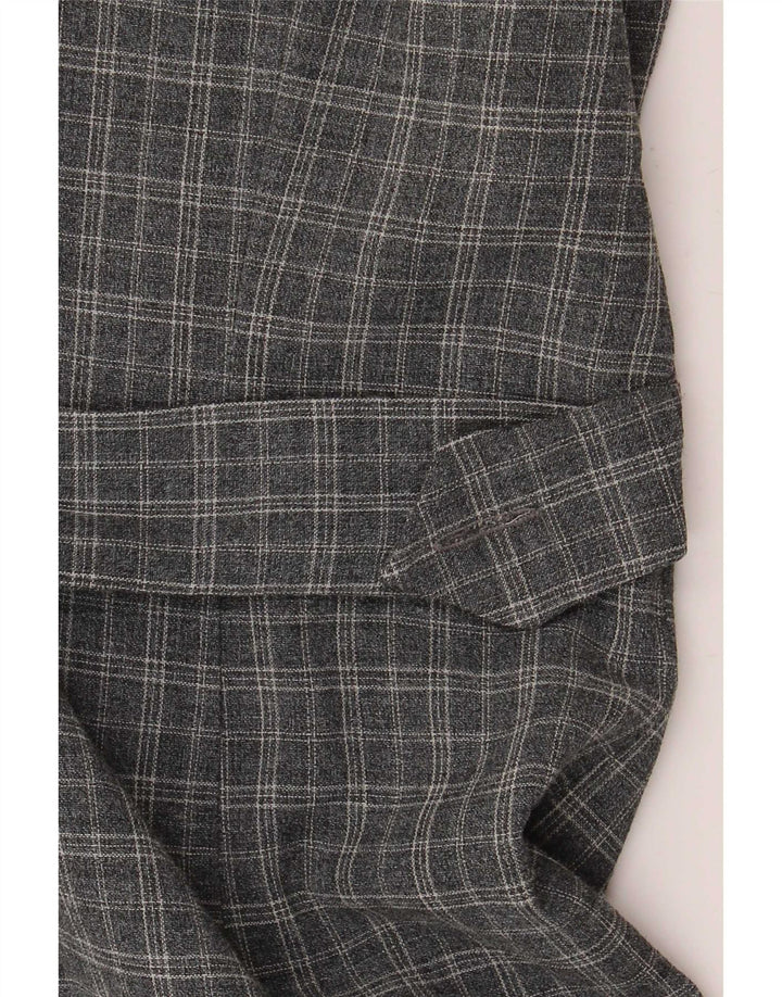 Superior Womens Sleeveless Shirt Dress IT 42 Medium Grey Plaid Viscose